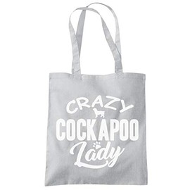 Crazy Cockapoo Lady - Tote Shopping Bag - Pet Dog owner Doggy Mum Puppy One size grey