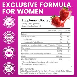 Creatine Gummies for Women - 5000mg Creatine Monohydrate for Lean Muscle Support, Strength & Energy, Sugar-Free Pre Workout Supplement, Easy Chewable 
