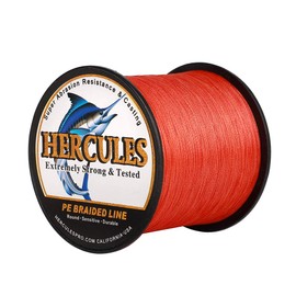 Hercules Super Cast 1000M 1094 Yards Braided Fishing Line 40 LB Test for Saltwater Freshwater PE Braid Fish Lines Superline 8 Strands - Red, 40LB (18.1KG), 0.32MM