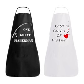 DHSBGWSX 1 Set Printed Couple Aprons, Wedding Gifts, Baking Aprons for Cooking Couples, Gardening Couple Aprons, Men's Cooking Aprons, Adjustable Striped Aprons (Black, White), black, white