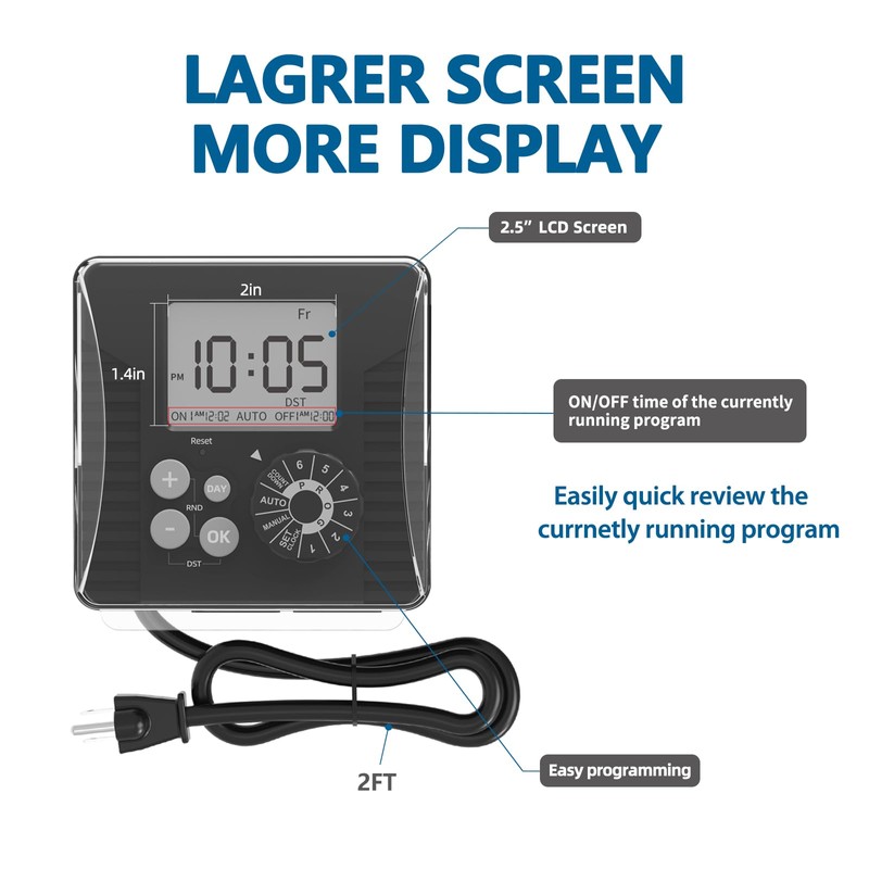 TiFFCOFiO New Digital Outdoor Timer Waterproof, Dial Programmable Method, Outdoor