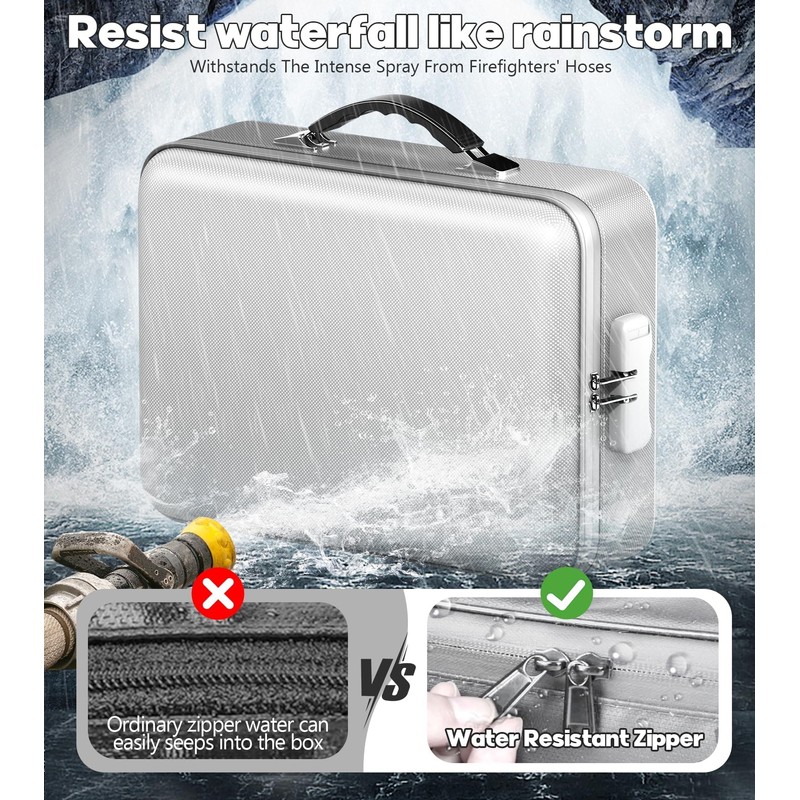 BigPonPon Fireproof Document Box, Hard Case Highly Flame-Resistant Fire Proof