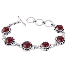 Solid 925 Sterling Silver Bracelet For Womens Garnet Bracelet Sterling Silver Bracelet Red Gemstone Dainty Bracelet