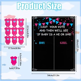 WVD Gender Reveal Decorations Kit for Party Supplies, Includes A Larger Voting Poster for gender reveal games with 90 Pcs Voting Boy or Girl Stickers for Kids Adults Guests