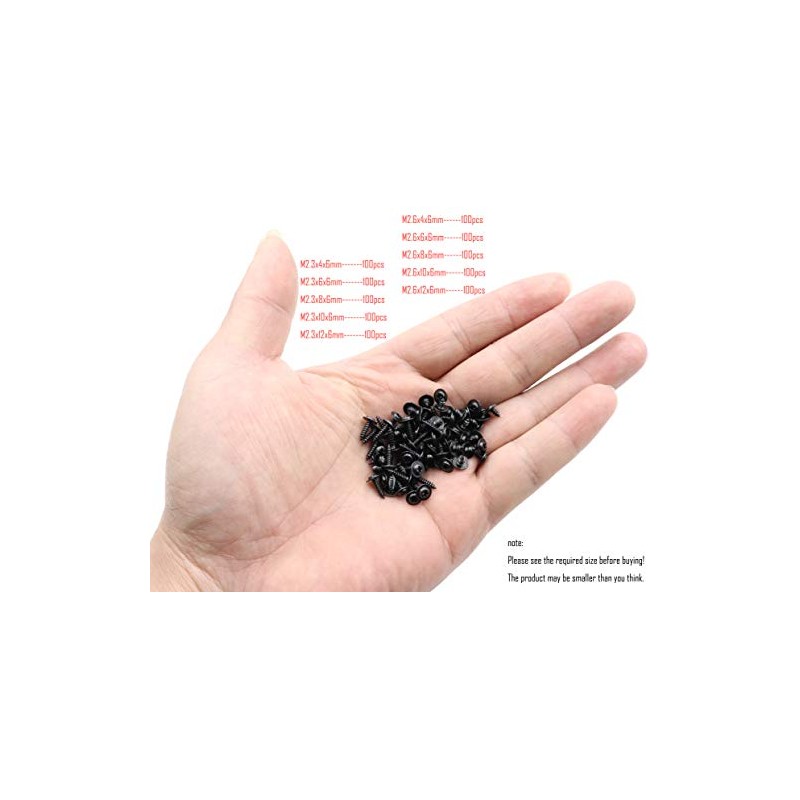 LBY 1000pcs M2.3 M2.6 Truss Head Self-Tapping Screws, Wafer and