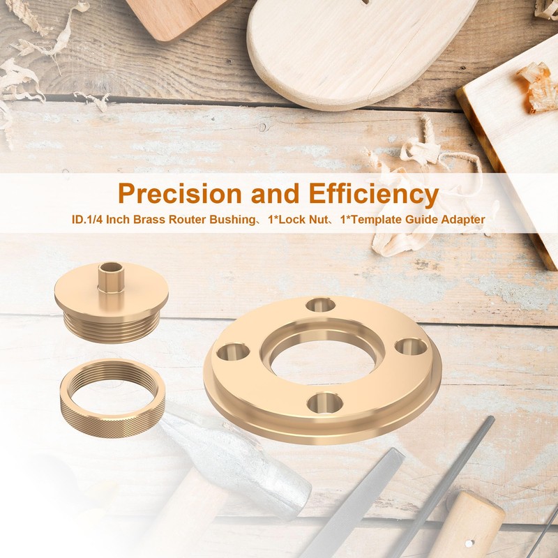 inBovoga Template Guide Adapter, 1/4 Inch Solid Brass Routing Guide