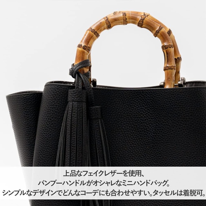 VITAFELICE Women's Bamboo Handle 2-Way Mini Handbag inb-90032p, grey beige,