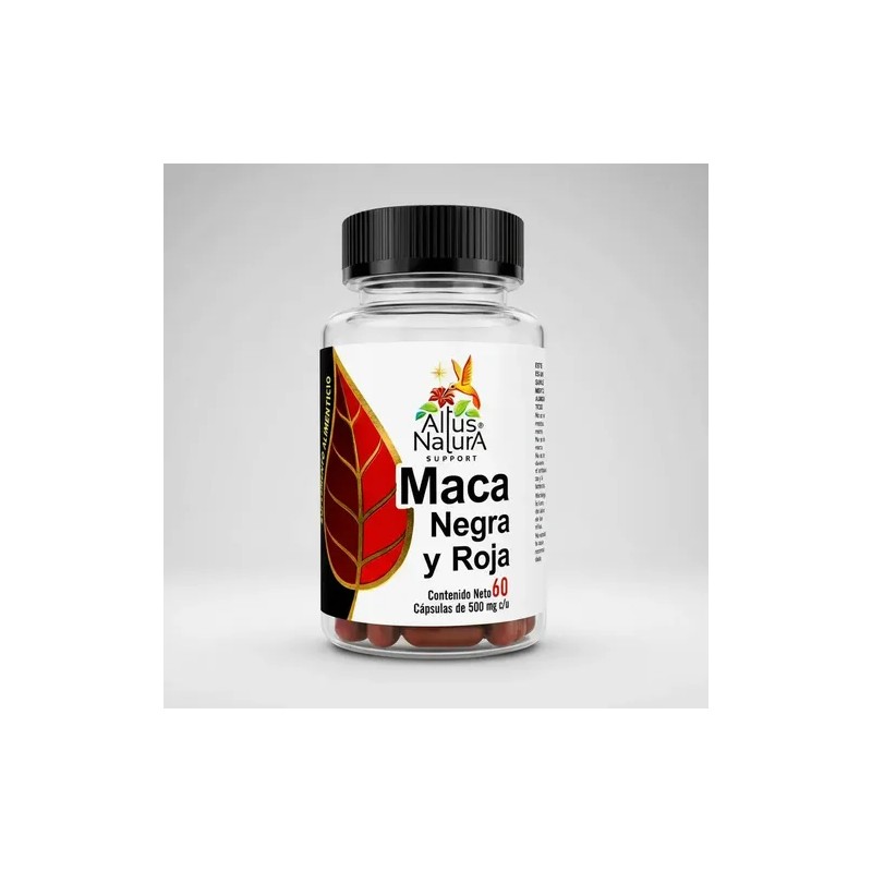Suplemento Alimenticio Maca Negra Y Roja 500 Mg 60 Capsulas