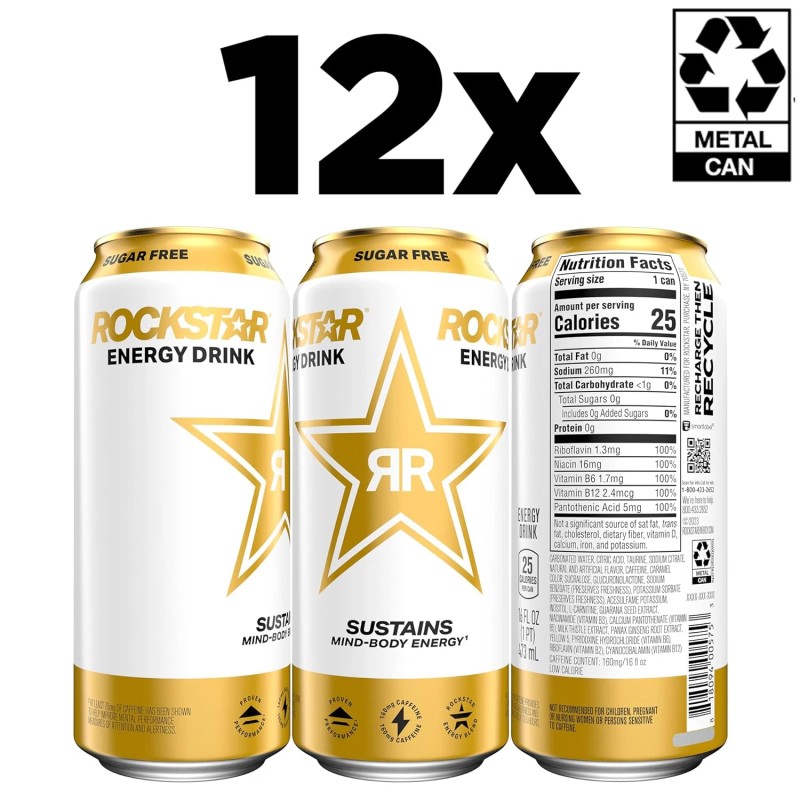 Rockstar Sugar Free Energy Drink, 16 Fl Oz Cans (Pack