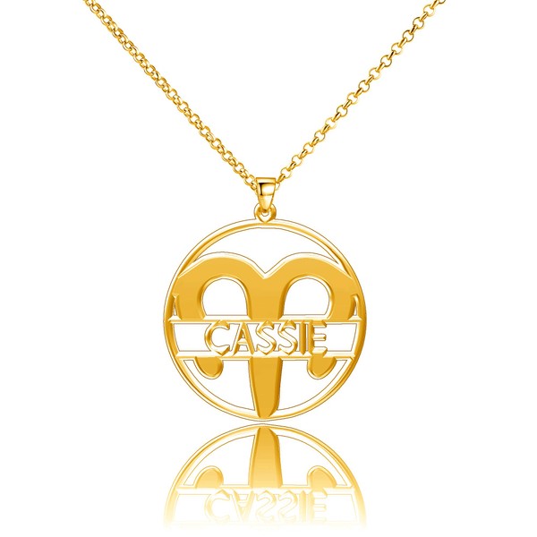 LoEnMe Jewelry Zodiac Signs Aries 925 Name Personalized Women Custom