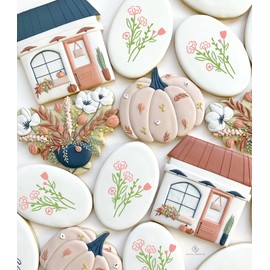 16Pcs Scroll Tile Small Wildflower Flower Cookie Stencils for Baking, Royal Icing, Sugar Cookie, Art Cards Decorating Tools ﻿