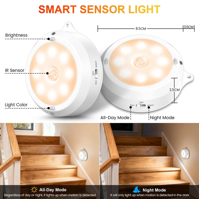 YiaMia Motion Sensor Under Cabinet Lights - 6 Pack, Indoor