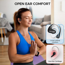 Open Ear Headphones,True Wireless Bluetooth 5.3 Open Ear Earbuds, Enhanced Bass 16.2mm Drivers, Long-Lasting Comfort, 60H Playtime LED Display, IPX5 Waterproof for Sports, Driving