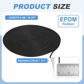 PATIKIL Foam Rubber Weather Seal Strip, 0.1" 30Ft EPDM Rubber Weather Stripping for Sealing Gaps Joints Crack Filling DIY Gasket, Black
