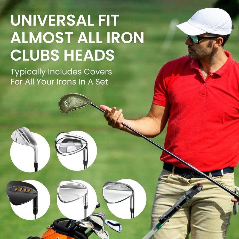 Golf Iron Head Covers Numbers Synthetic Leather Headcover Deluxe Value