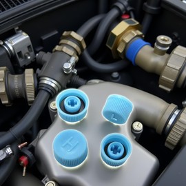 4Pcs Blue Replacement Valve Caps 2High+2Low Pressure, R134a R12 Refrigeration AC Charging Port Dust Cover, AC System Charging Port Caps, Car Air Conditioning Valve Caps Leakproof Replacement Parts