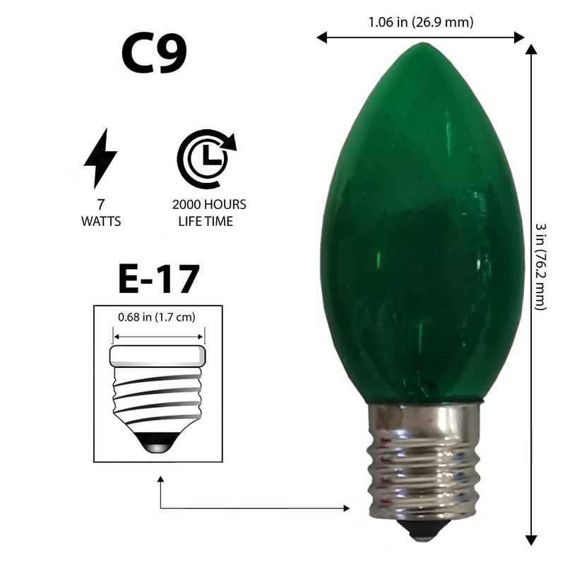 Brite Star 4Ct C9 Replacement Bulbs,Green