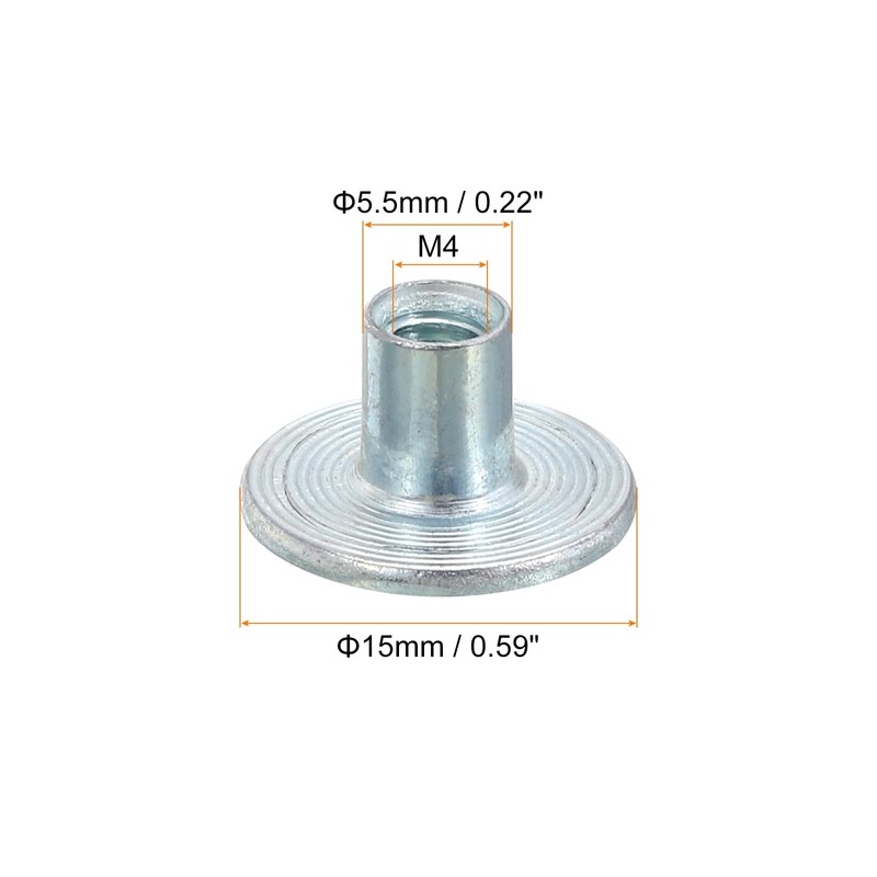 sourcing map M4 T-Nuts, 24pcs Carbon Steel Tee Nut Round