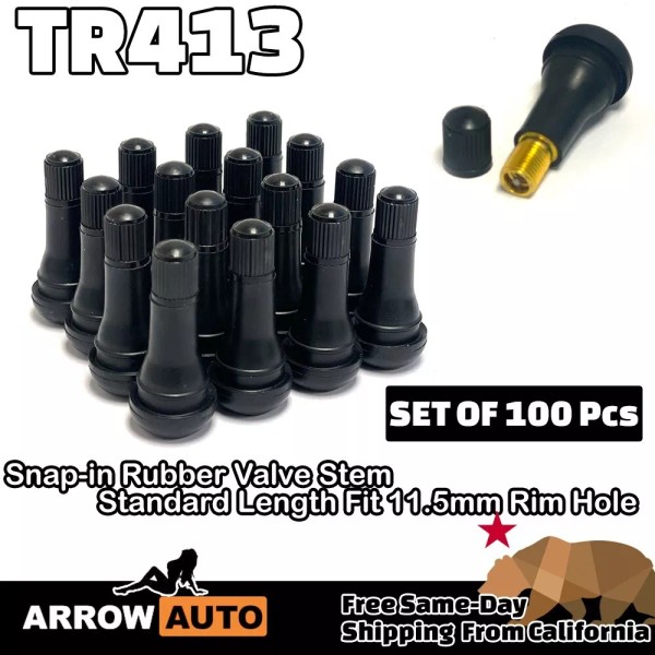 ARROW 100x Tire Valve Stem TR413 Snap-In Car Auto Short