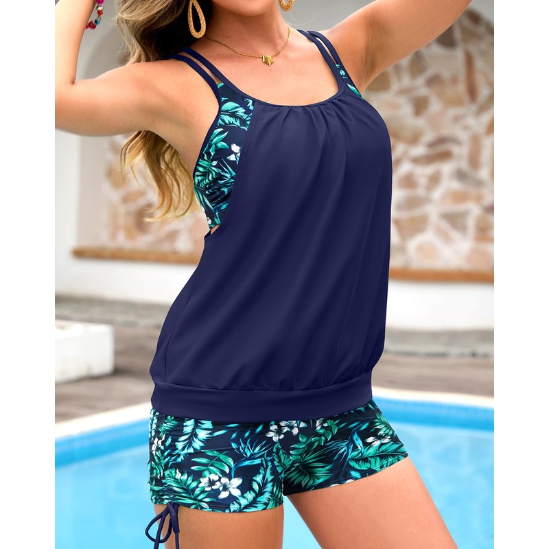Holipick - Traje de baño tankini de dos piezas con