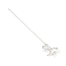 WOONEKY Elegant Chignon Pin Flower Hairpin Hair Stick Women Hair Chopstick Silver Bead Design