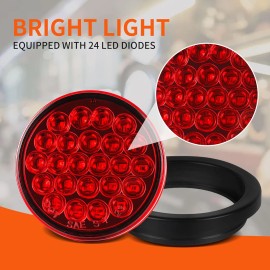 Unbranded 4Inch Round 24LED Red Waterproof Brake Stop Turn Tail Marker Trailer Tail Lights
