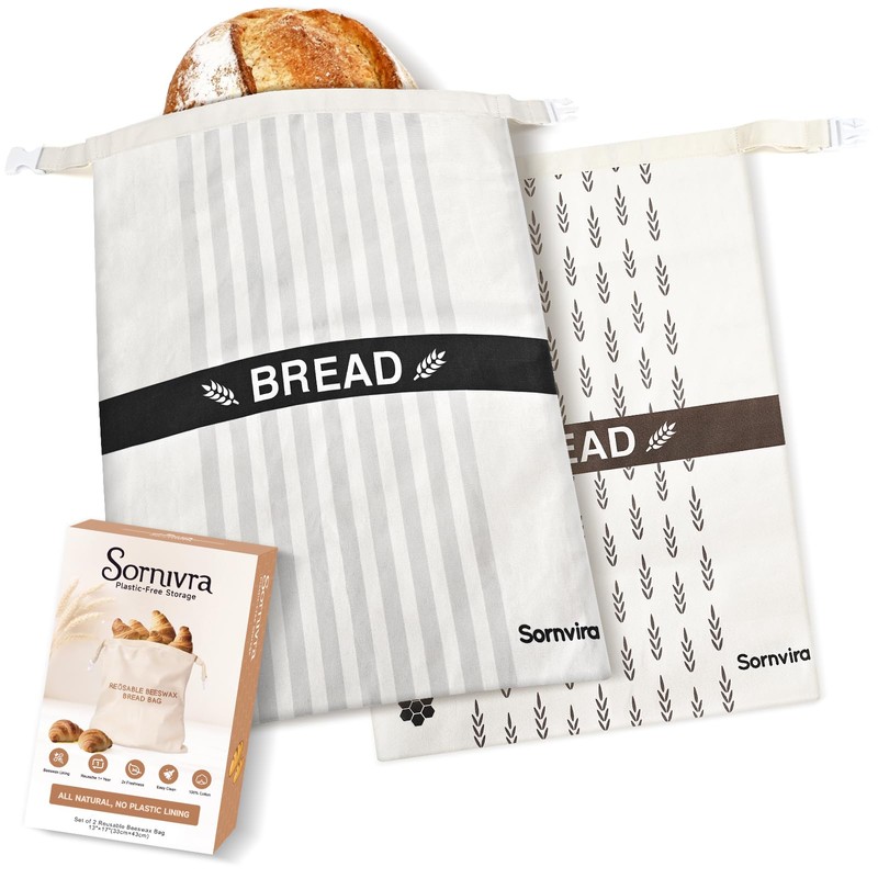 Reusable Beeswax Bread Bags for Sourdough & Homemade Bread, 2