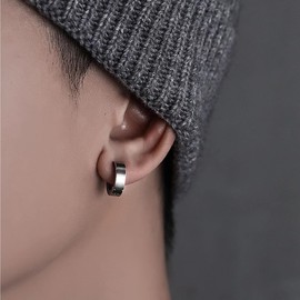 Ear Cuffs, Fake Earrings, Set of 2, Hoop for Women, Men, Fashion, Simple, Surgical Stainless Steel, Hoop Earrings