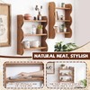 Cinnvoice 2 Pcs Solid Wood Wall Shelf 3-Tier Rustic Floating