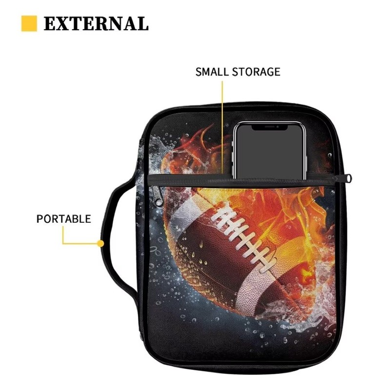 Coldinair Fire Water Football Bible Covers Bag for Men,Carrying Book