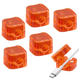 Alovez Pack of 6 Magnetic Cable Clips, Cable Holder, Magnetic Cable Organiser, Storage Holder, Cable, Management Clips for Charging Cables, Desk, Bedside Table, Desk (Orange)