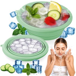XANGNIER Face Bowl for Ice with Built-In Ice Tray – Collapsible Silicone Facial Ice Bath Bowl for Cold Plunge Therapy, Skin Tightening & Acne Relief – Green Portable Spa Tool for Home & Travel