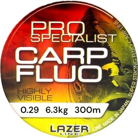 LAZER LINE CARP Fluo Monofilament Fishing Line 300 m Diameter 0.29 mm Test 6.3 kg - Fluorescent Orange Line - Method Feeder Carp Fishing - Bottom Fishing - Monofilament Fishing Tendon - Carp Nylon