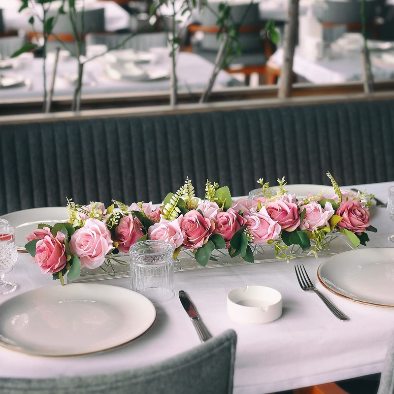 E&F Modern Designs Rectangular Floral Centerpiece for Dining Table -