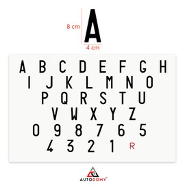AUTODOMY Letters & Numbers Stickers for Number Plates, Repeater Number Plates, Trailers and Trailers, Vinyl, Black, Red, Matt, Single Use, Outdoor, License Plate Stickers