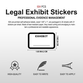 500 Pcs Legal Exhibit Stickers - 1.65 x 1 inches Exhibit Labels Blank File Folder Tabs for Offices, Courts, Legal Documents Report Dividers & Organizing (White)