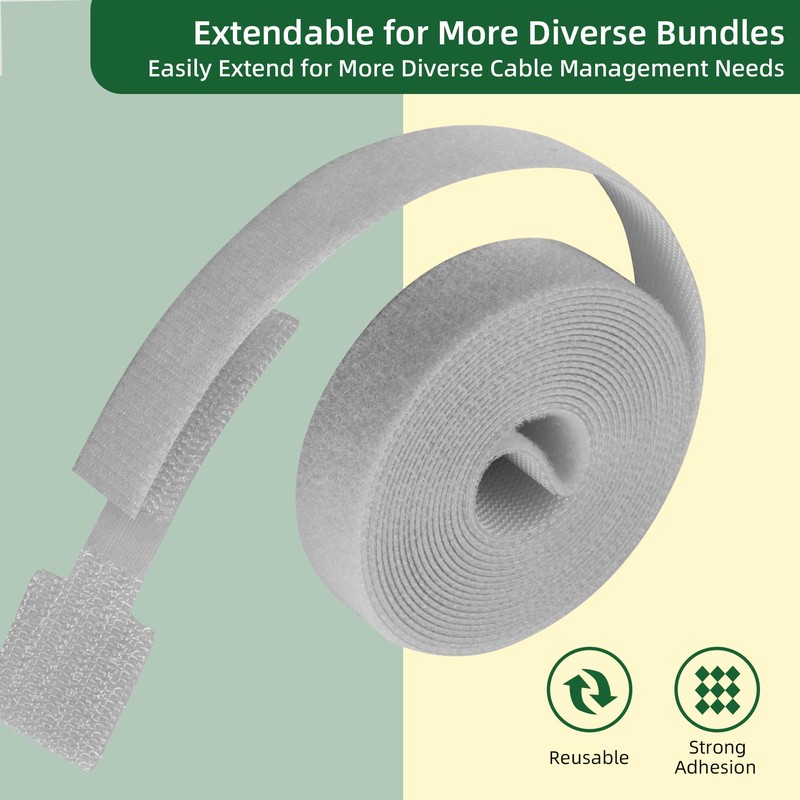 48 Pcs Self Adhesive Reusable Hook and Loop Cable Ties