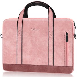 Alfheim 14 inch Laptop Bag, Waterproof Leather Laptop Briefcase Messenger Bag with Shoulder Strap for Travel/Business, Compatible with Macbook Pro 14 inch A2442