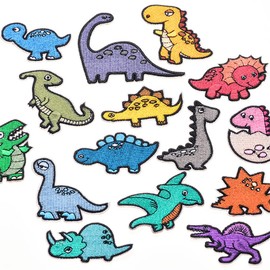 15 Pcs Iron On Patches,Embroidered Dinosaur Patches, Applique Kit Assorted Size Decoration Sew On Patches for Clothing, Jackets, Backpacks, Jeans(Dinosaur3)