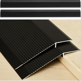 2 Pcs Aluminum Floor Transition Strip Thickness About 1.8 mm 36 Inch Threshold Ramps for Doorway Door Threshold Reducer Doorway Edge Trim Suitable for Threshold Height Less Than 1.6 Inches (Black)