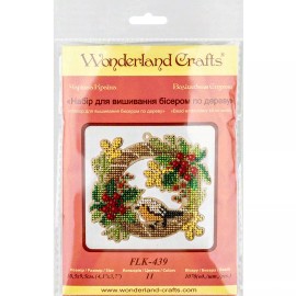 Wonderland Crafts Bead Embroidery Kit on Wood Christmas Wreath Ornament Wonderland Crafts FLK-439