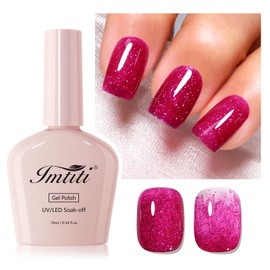 Imtiti Glitter Gel Nagellack, 1Pcs Hot Pink Sparkle Rose Soak Off UV LED Gel Lack, Nail Art Starter Maniküre Salon DIY zu Hause für Frauen (0.34 Fl Oz-960)