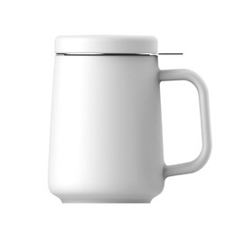 Prime Tea - Premium Porcelain Tea Mug with Stainless Steel Infuser and Lid - Elegant Design for Loose Leaf and Herbal Tea Brewing - Durable, Easy-to-Clean Cup for Home or Office - White 18 Oz