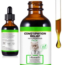 Akeeronn Cat Constipation Relief, Liquid Cat Laxative 60 ml, Cat Stool Softener Pet Herbal Supplements, Promotes Digestive Health, Roast Chicken Flavour, 2 fl oz
