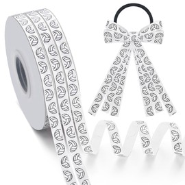 Poen 3 Rolls 75 Yards Volleyball Ribbon 5/8-inch Cheer Ribbon Volleyball Party Supplies Decorations Sports Ribbons for Team Hair Bows Wreath Sport Lanyards Gift Wrapping(Black, White)