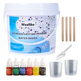 Wealike Eco Resin Casting Powder 6.6lbs/3000G,Water-Based Ceramic Resin Plaster with 6PCS Pigments,20-30 Minutes Demold.Easy Mix for Home Decor &DIY Art