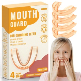 4 Pack Orange Kids Mouth Guard for Teeth Grinding,Comfortable Kids Night Guard,Moldable Child Bite Guard for Clenching Teeth, Mouthguard for Kids