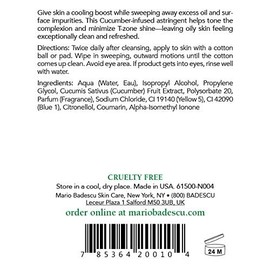 Mario Badescu Loción limpiadora de pepino para pieles mixtas y grasas | Tónico facial que refresca y aclara |Formulado con extracto de pepino| 1177 ml