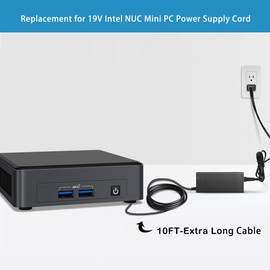 UL Listed 19V 3A 3.42A AC Adapter for MINI PC - GMKtec Nucbox G2 G6 M5 Plus M2 Pro BOSGAME P4 Pro Intel NUC 8 7 6 5 Mini PC Computer FSP065-10AABA NUC8i7BEH NUC7i5BNK NUC5i7RYH Power Supply Cord