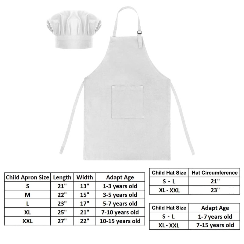 TOPTIE Cotton Canvas Kids Apron, Cooking Aprons and Chef Hat